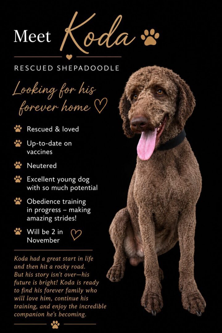 "Rescued Shepadoodle seeking loving forever home."
